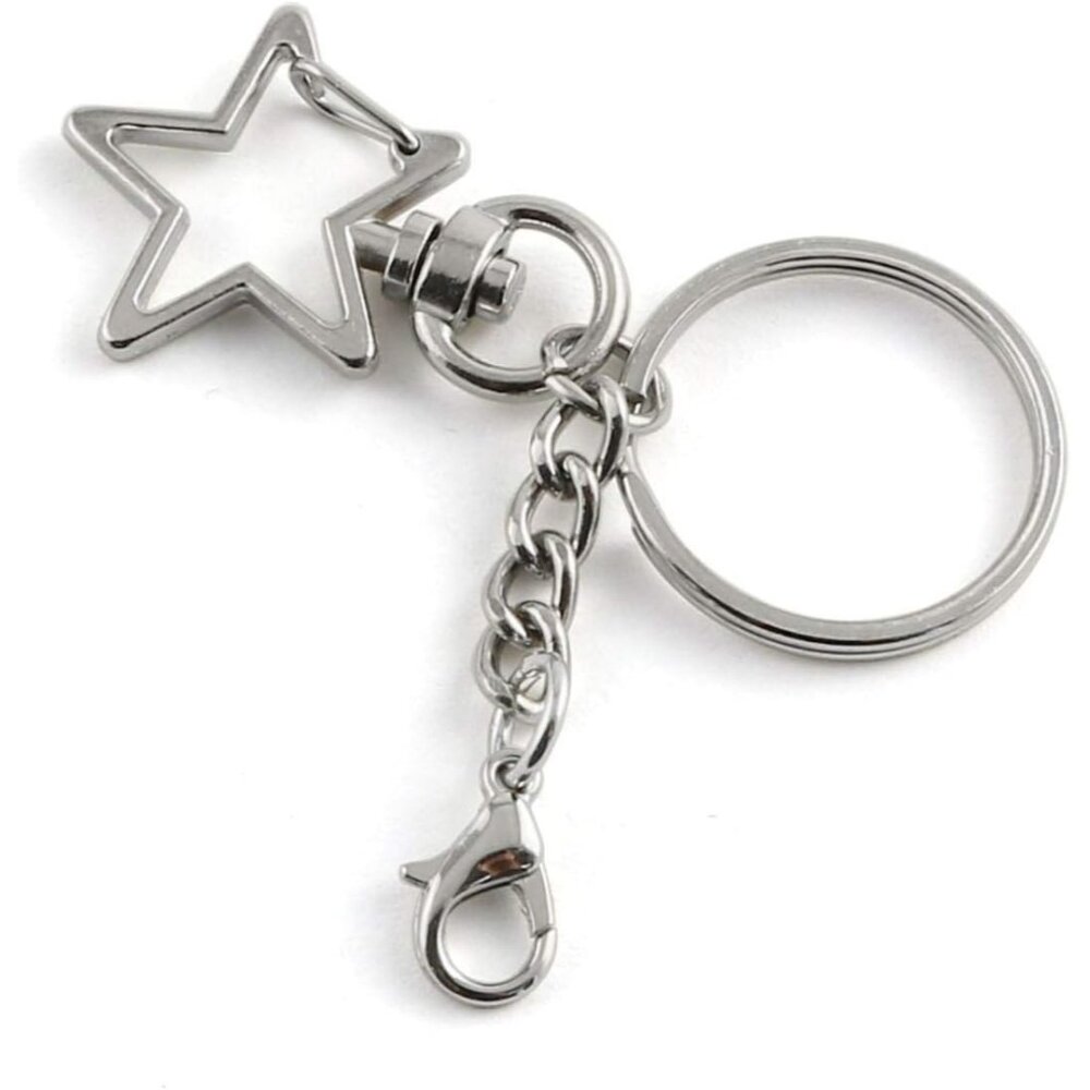 Chic Silver Star Spring Snap Keychain Clips - Set… - image 4